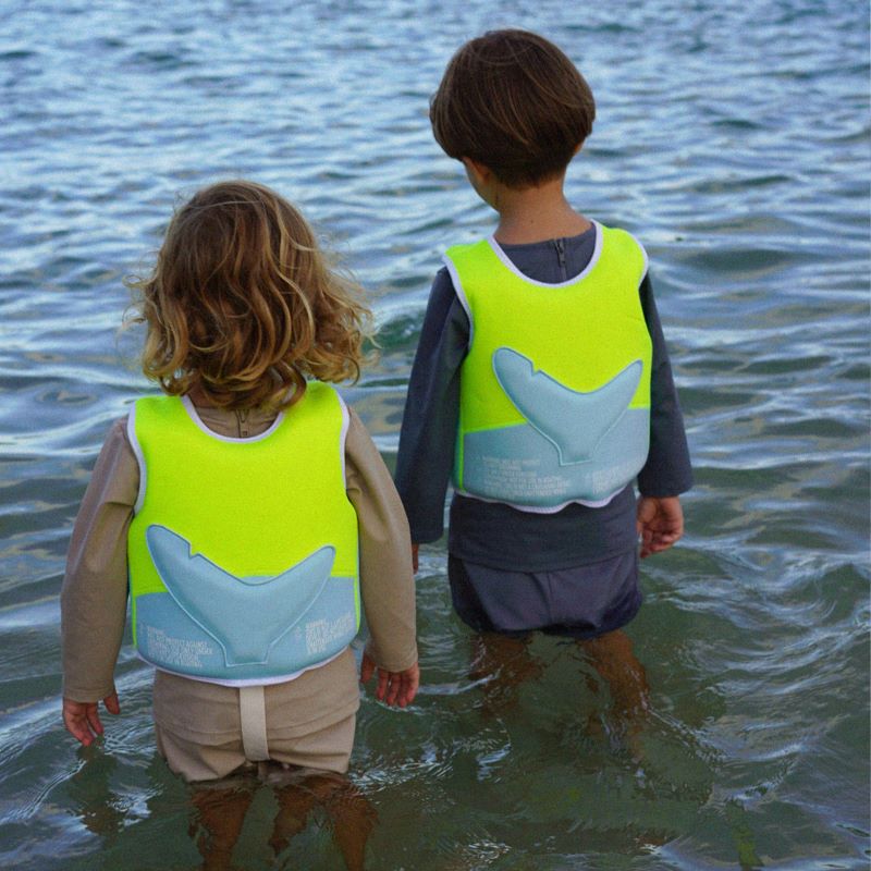 Salty the Shark Swim Vest Aqua Neon Yellow 